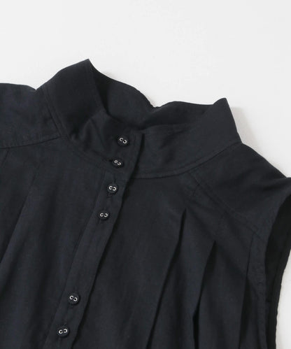 無袖褶皺百褶連衣裙