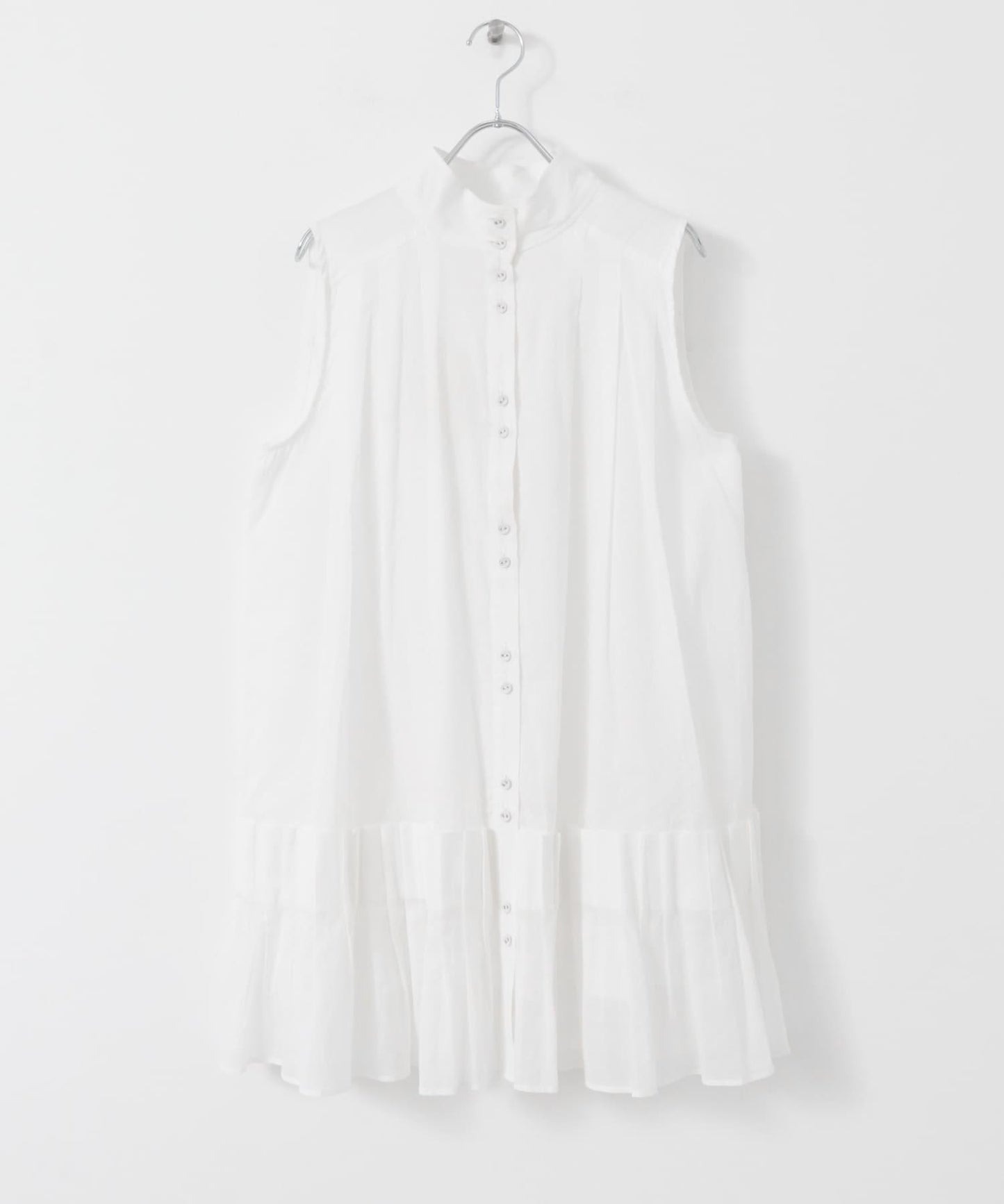 無袖褶皺百褶連衣裙