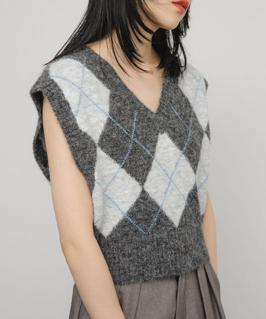 菱格針織背心