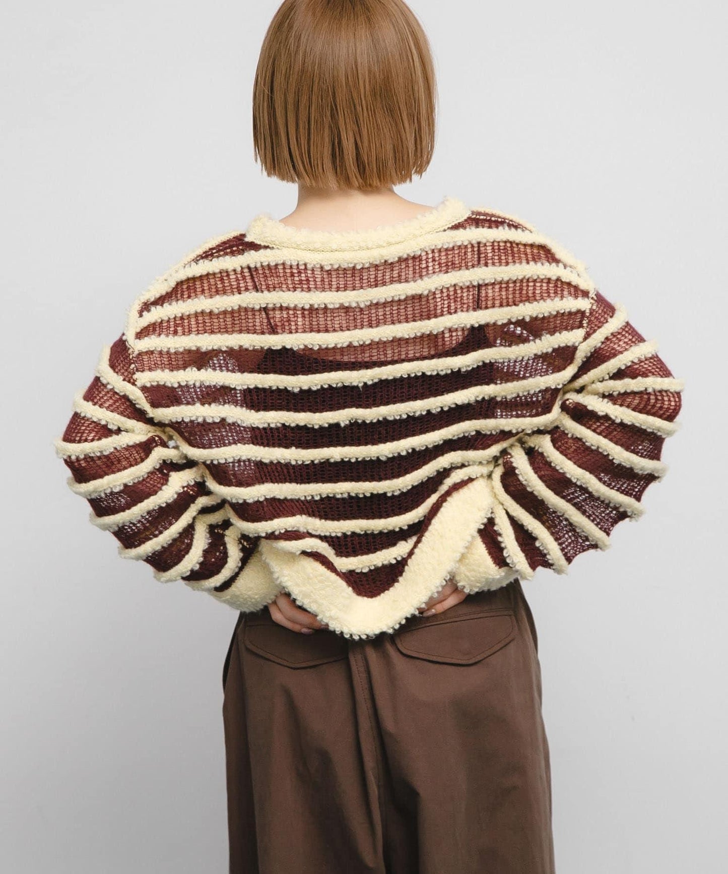 透視條紋針織衫