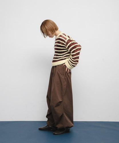 透視條紋針織衫