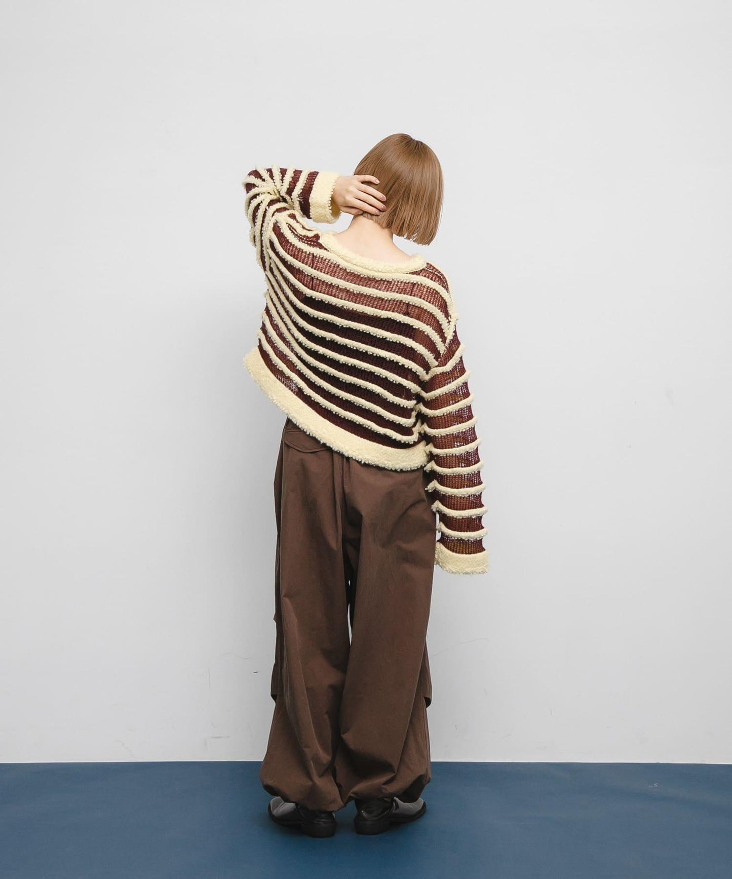 透視條紋針織衫