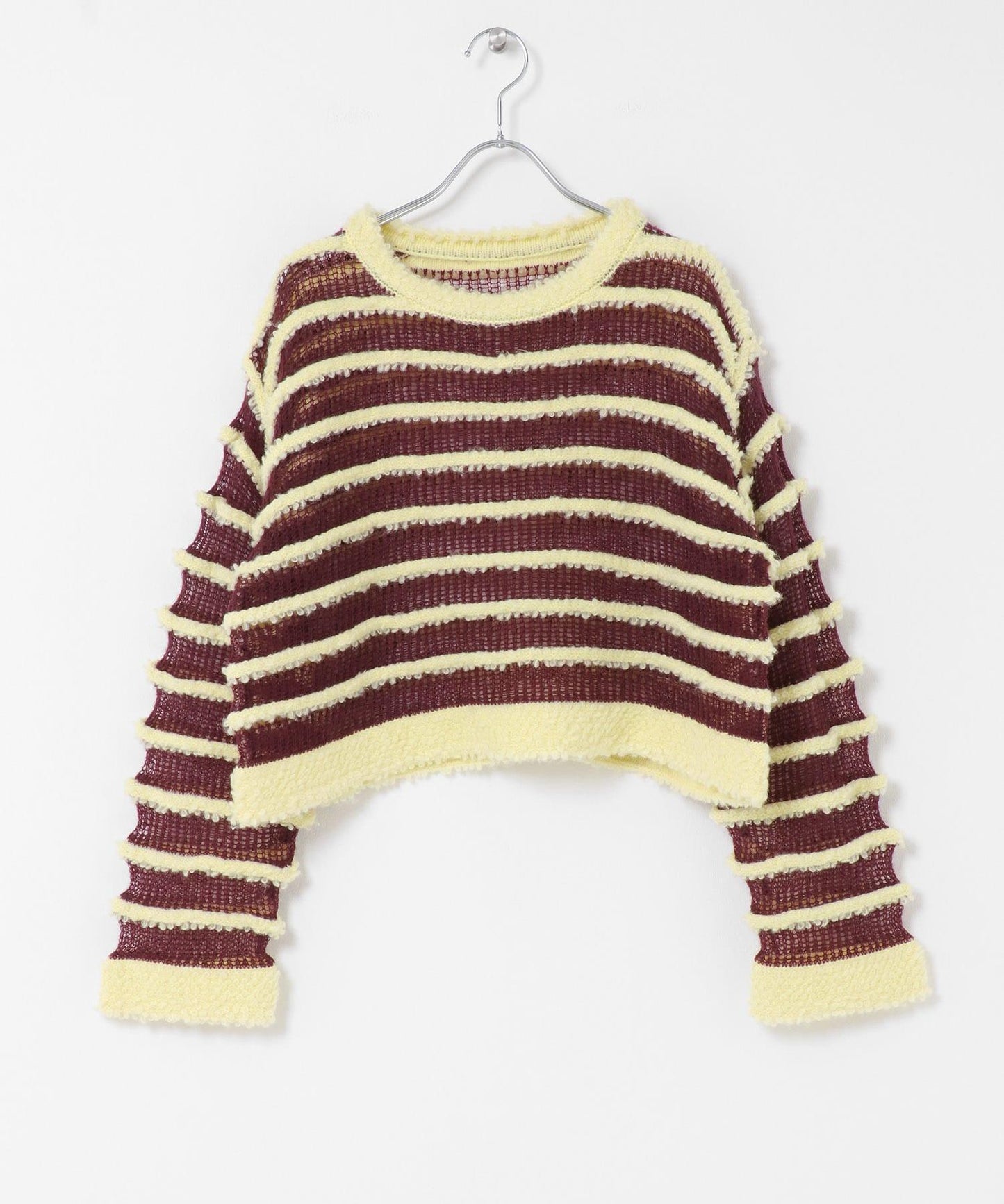 透視條紋針織衫