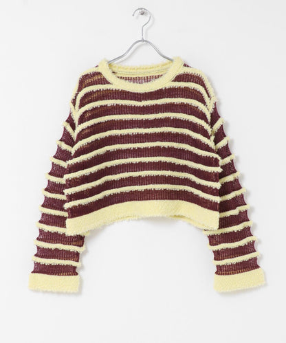 透視條紋針織衫