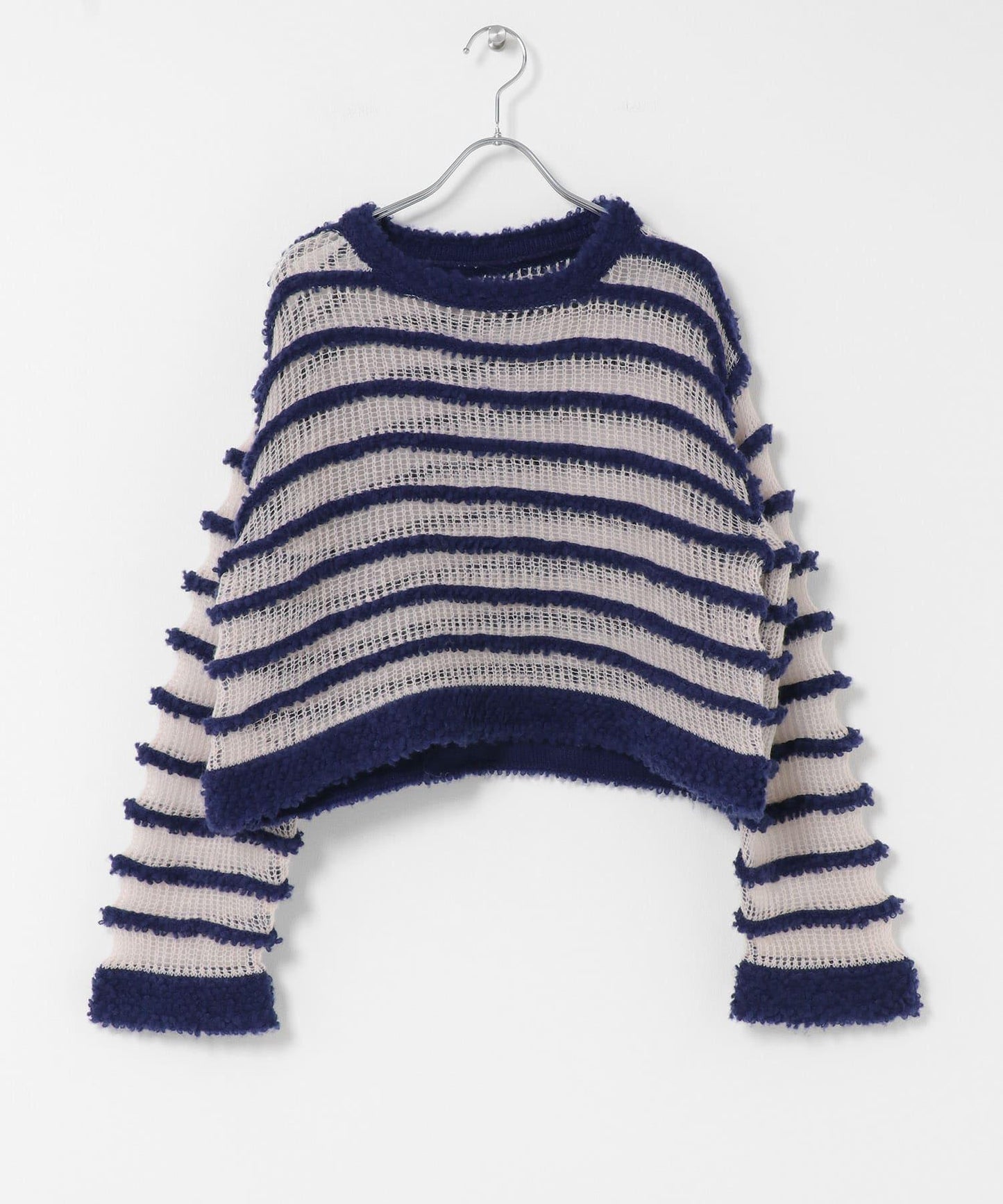 透視條紋針織衫