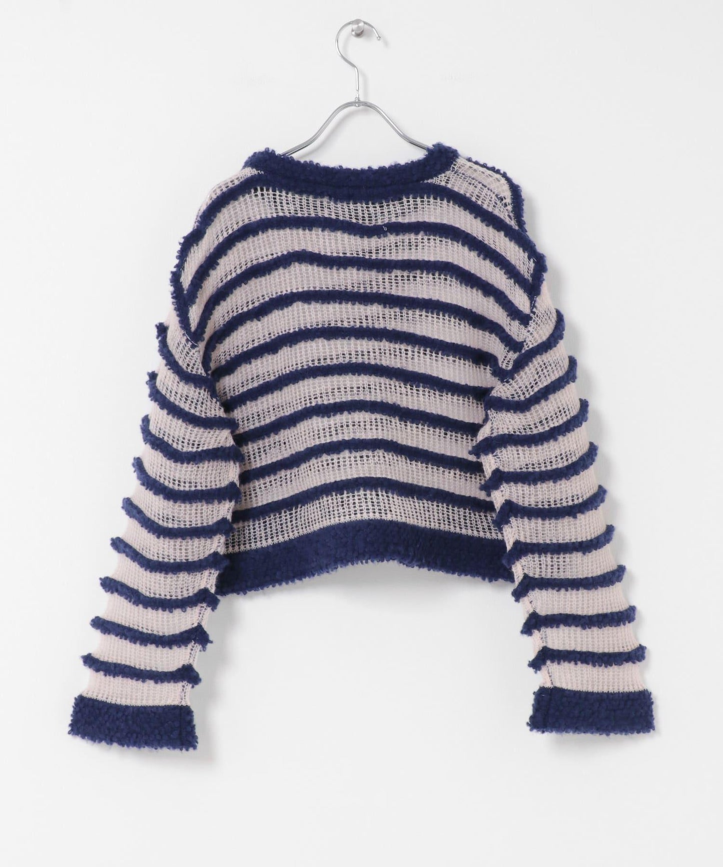 透視條紋針織衫