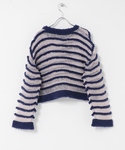 透視條紋針織衫