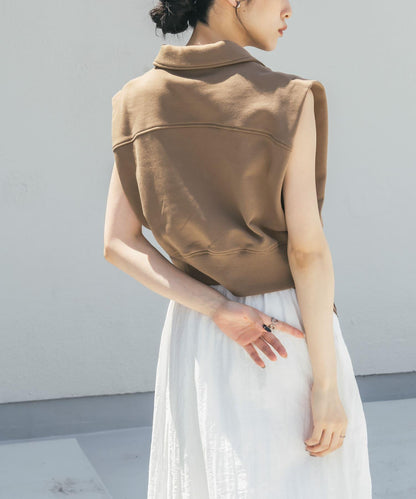 肩部褶皺拉鍊衛衣