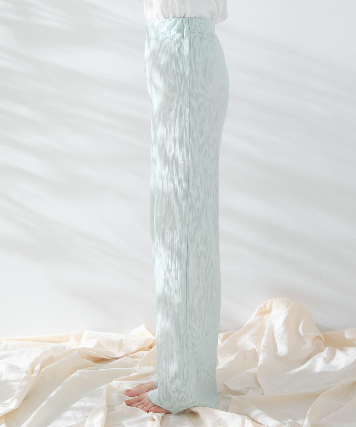 棉感褶皺長褲