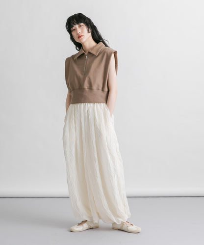 肩部褶皺拉鍊衛衣