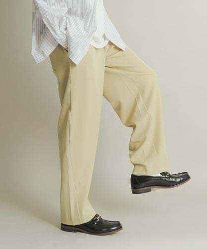 桶型直筒無褶西裝褲