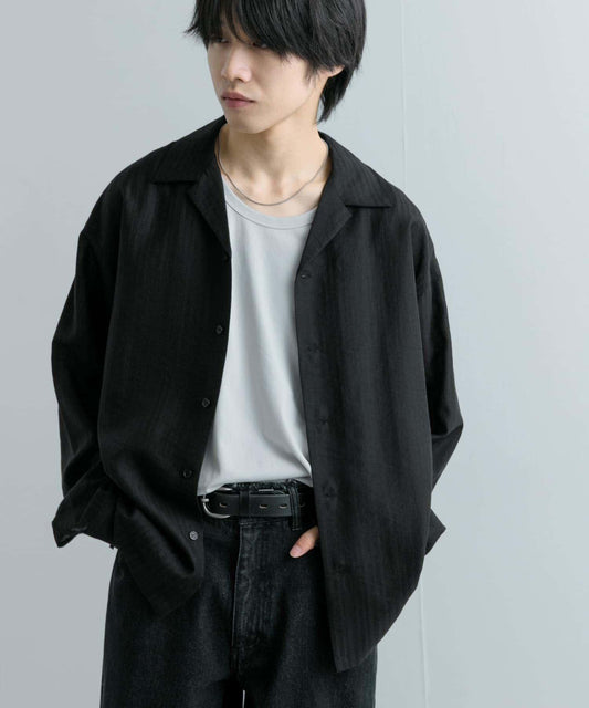 透視條紋開領襯衫