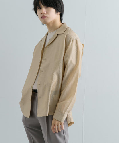 透視條紋開領襯衫