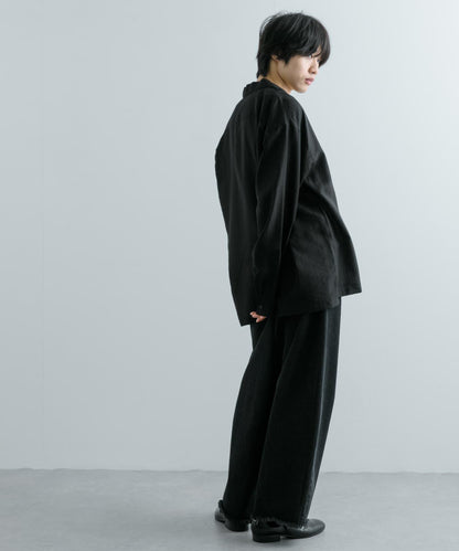 透視條紋開領襯衫