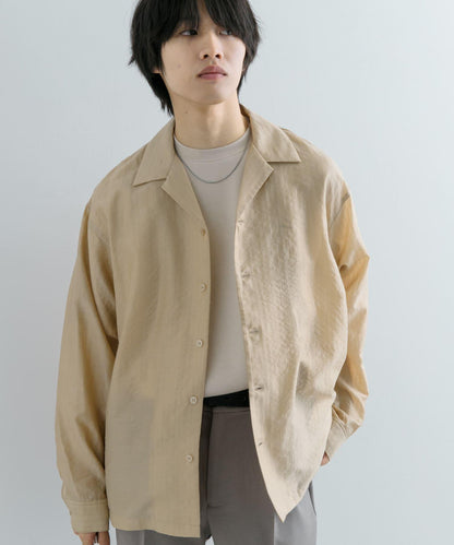 透視條紋開領襯衫