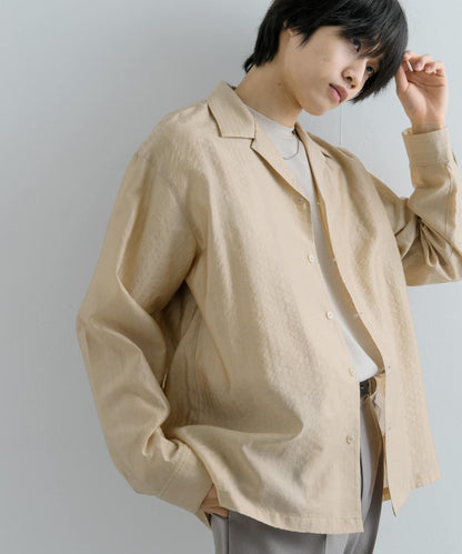 透視條紋開領襯衫