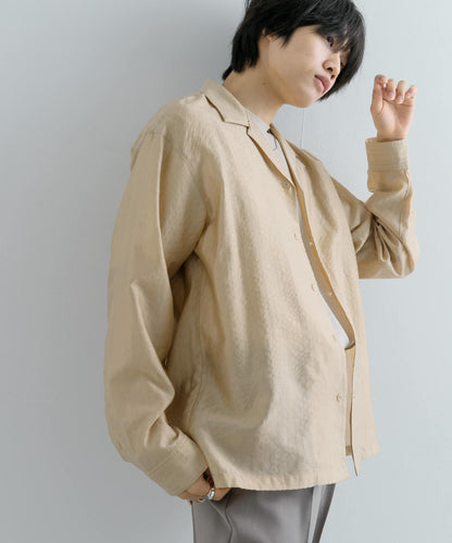 透視條紋開領襯衫