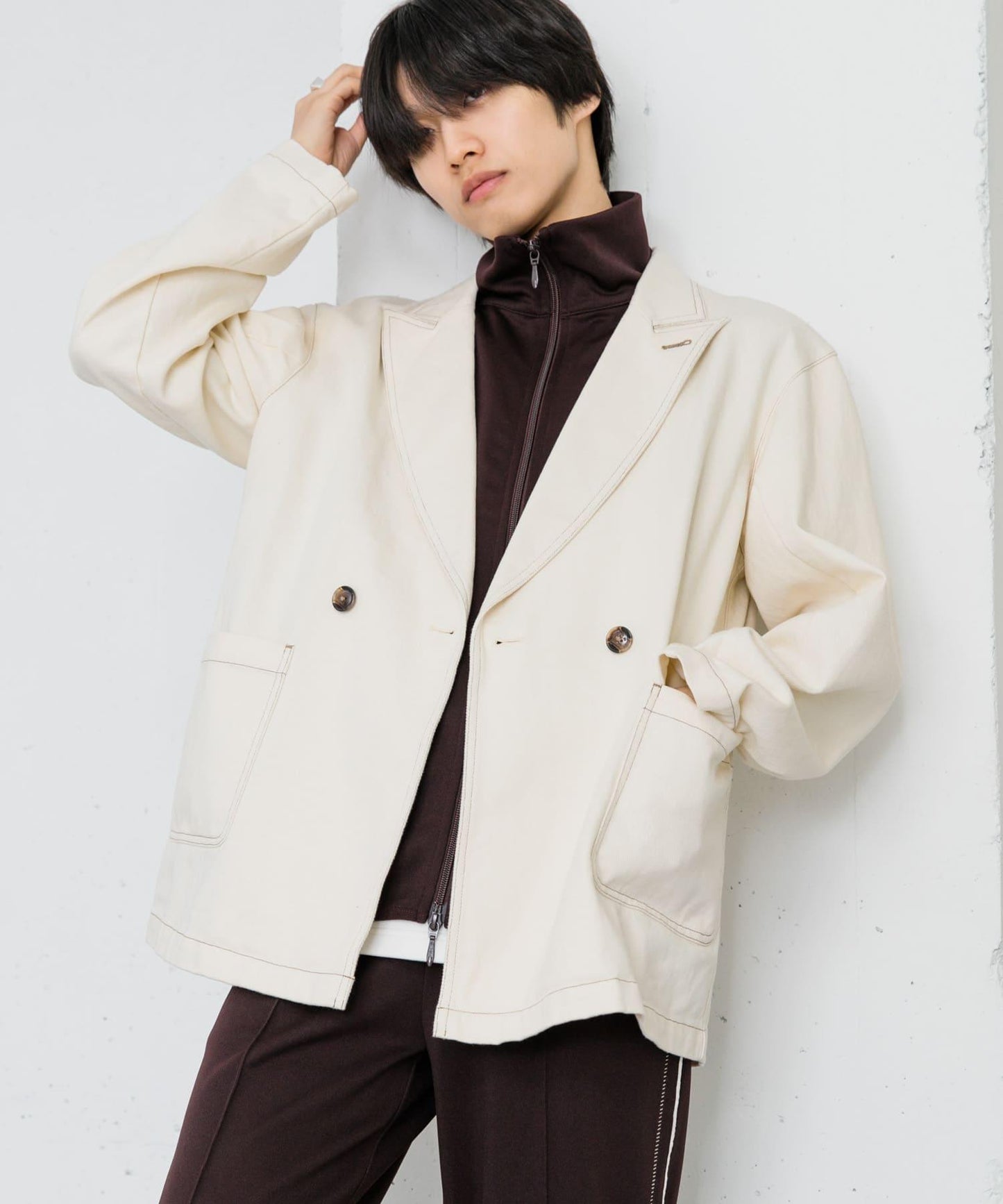 卡其斜紋寬鬆外套