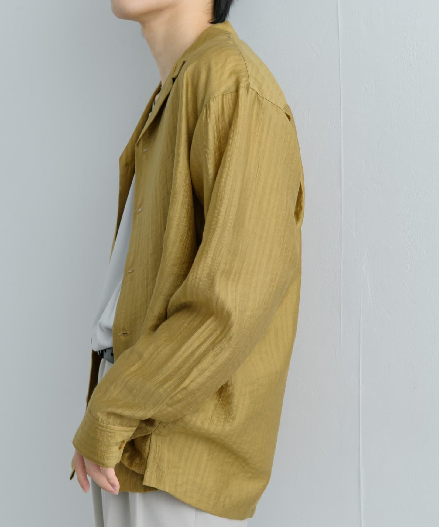 透視條紋開領襯衫