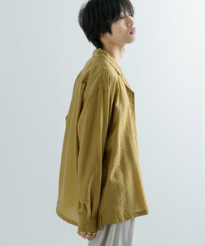 透視條紋開領襯衫