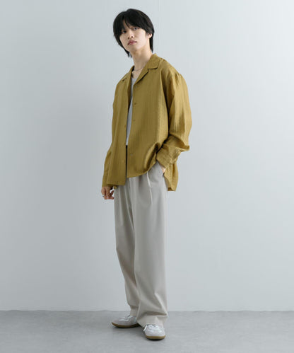 透視條紋開領襯衫