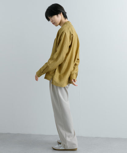 透視條紋開領襯衫