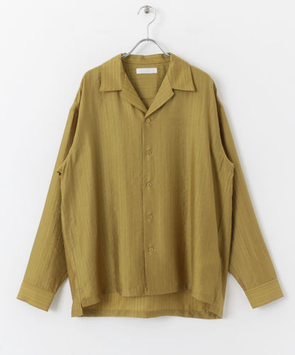 透視條紋開領襯衫