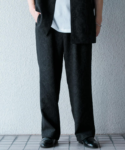 套裝可搭配 植物提花寬鬆長褲