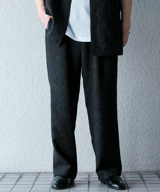 套裝可搭配 植物提花寬鬆長褲