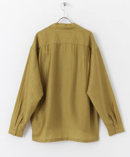 透視條紋開領襯衫