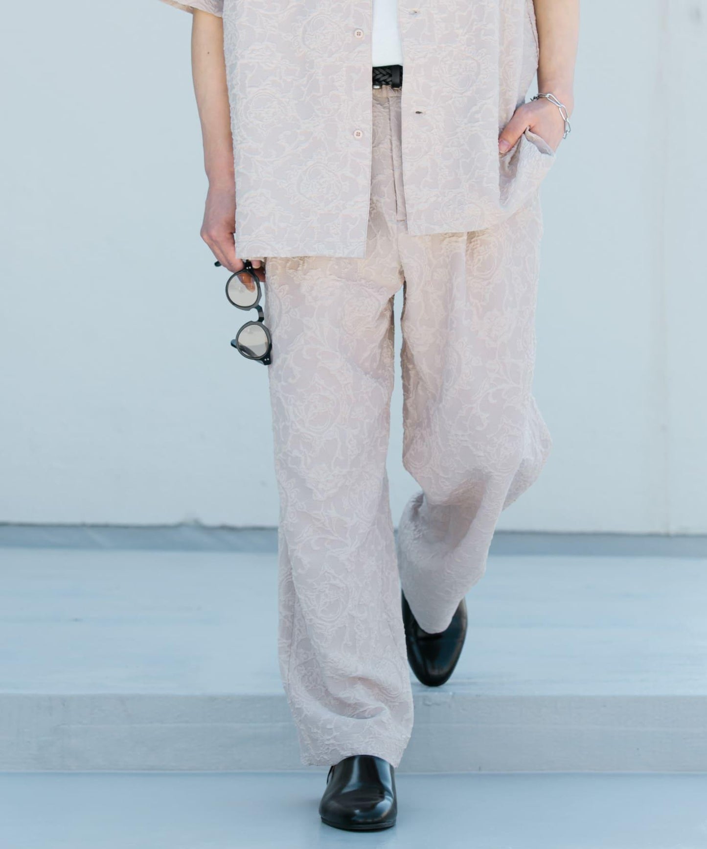 套裝可搭配 植物提花寬鬆長褲