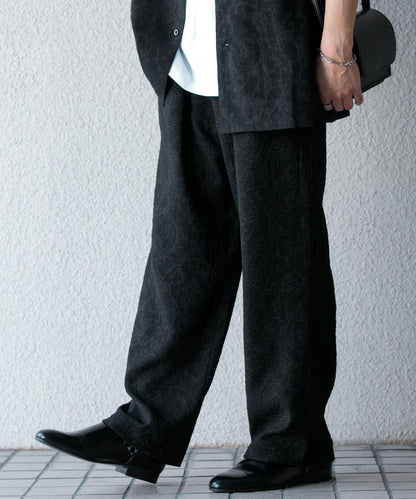 套裝可搭配 植物提花寬鬆長褲