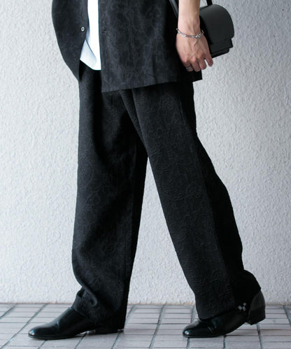 套裝可搭配 植物提花寬鬆長褲