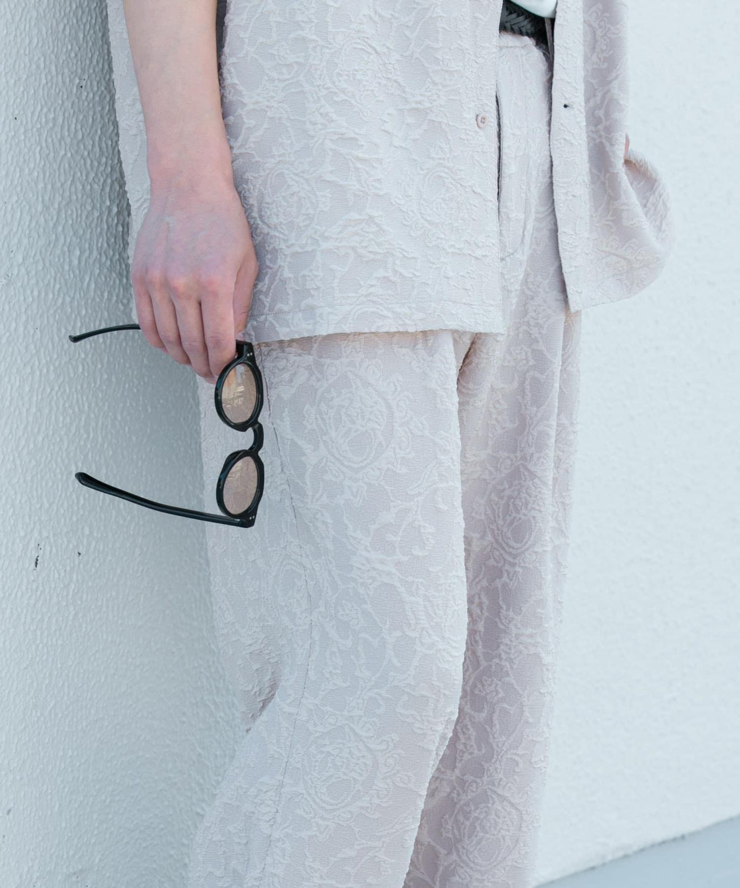 套裝可搭配 植物提花寬鬆長褲