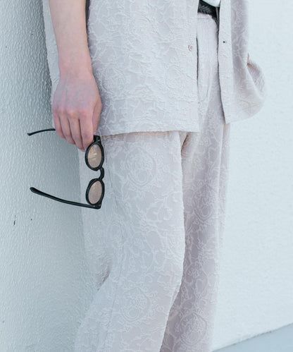 套裝可搭配 植物提花寬鬆長褲