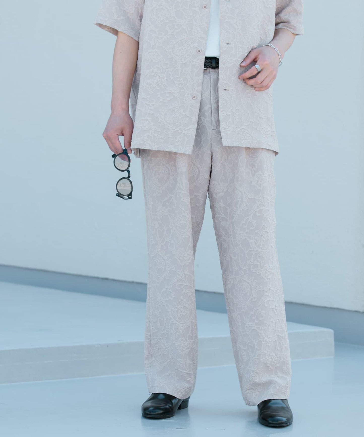 套裝可搭配 植物提花寬鬆長褲