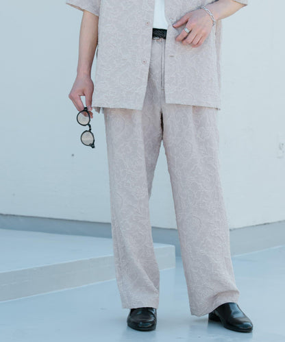 套裝可搭配 植物提花寬鬆長褲