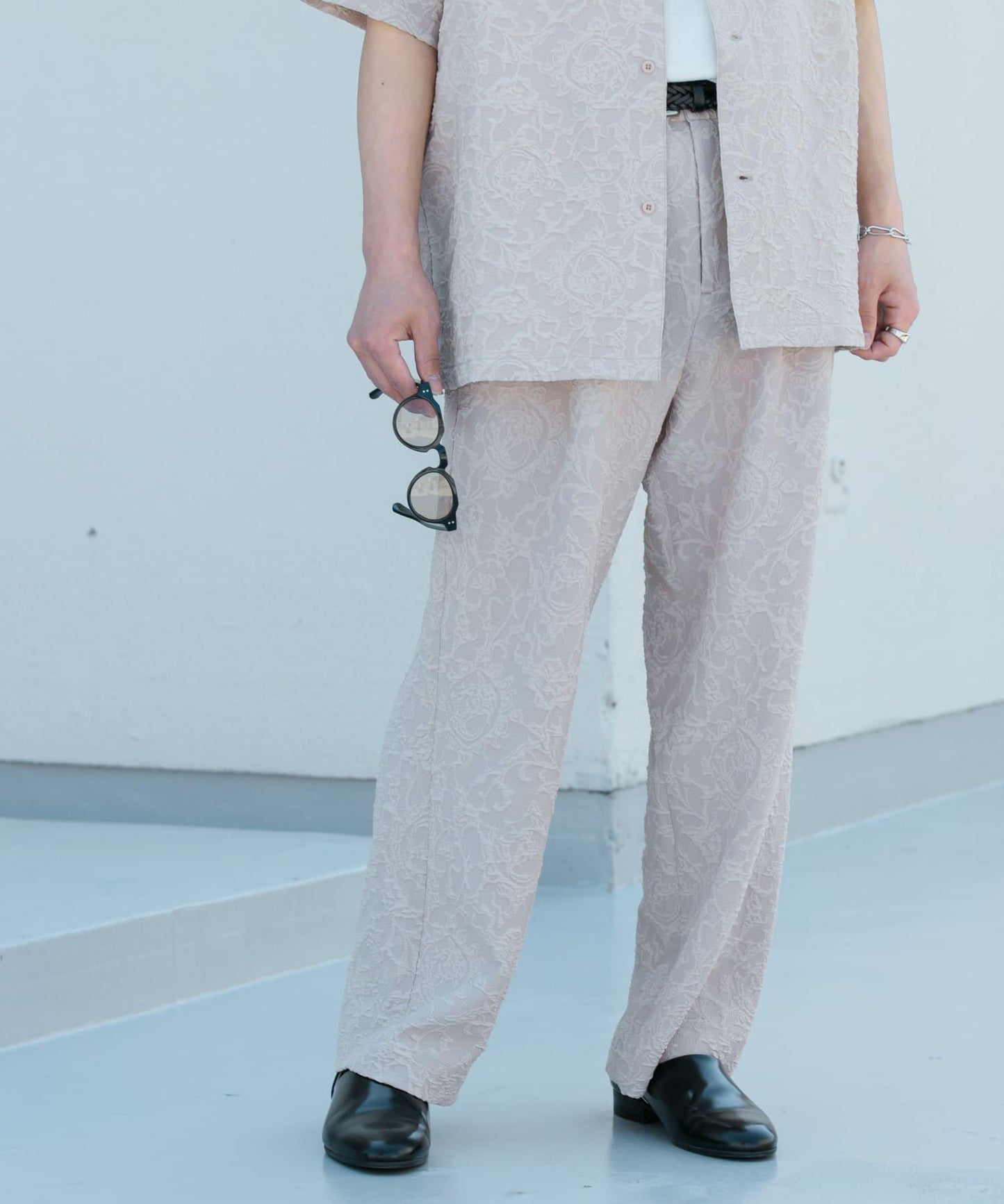 套裝可搭配 植物提花寬鬆長褲