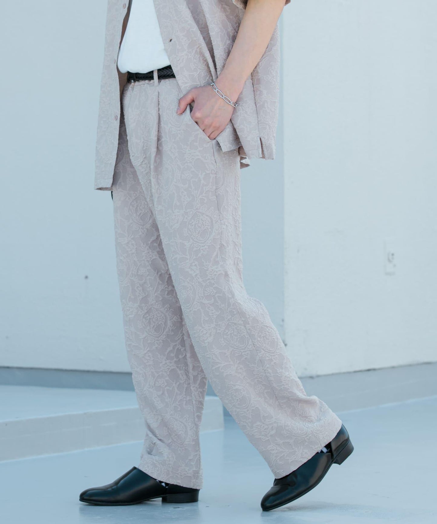 套裝可搭配 植物提花寬鬆長褲