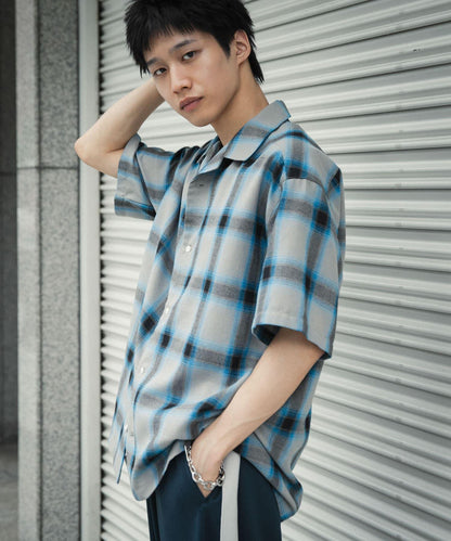 有S碼 男女同款漸變格紋開領襯衫
