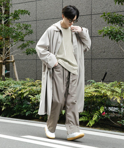 拼色系帶直筒褲