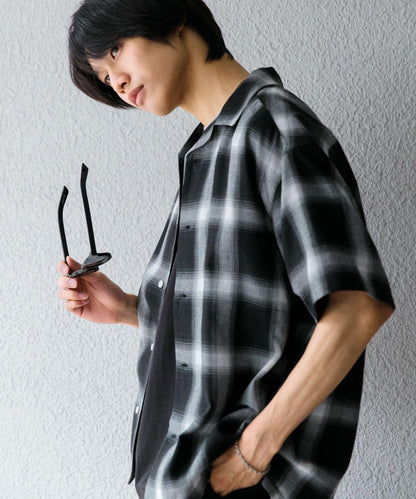 有S碼 男女同款漸變格紋開領襯衫