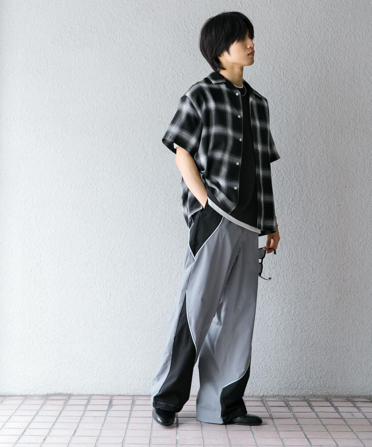 有S碼 男女同款漸變格紋開領襯衫