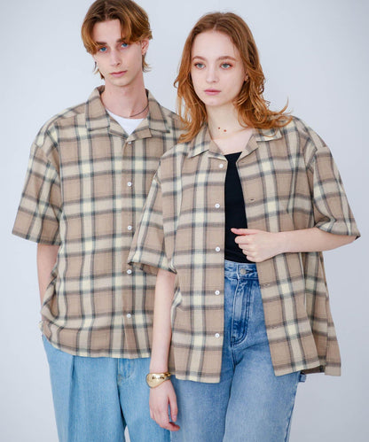 有S碼 男女同款漸變格紋開領襯衫