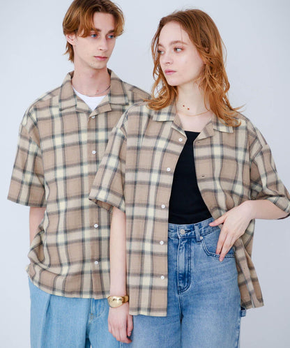 有S碼 男女同款漸變格紋開領襯衫