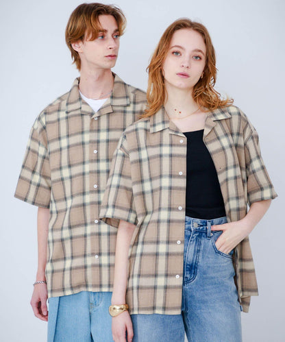 有S碼 男女同款漸變格紋開領襯衫