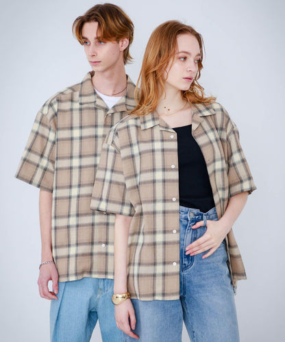 有S碼 男女同款漸變格紋開領襯衫