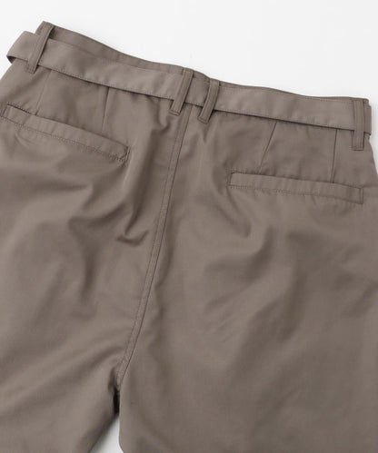 拼色系帶直筒褲