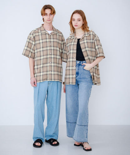 有S碼 男女同款漸變格紋開領襯衫