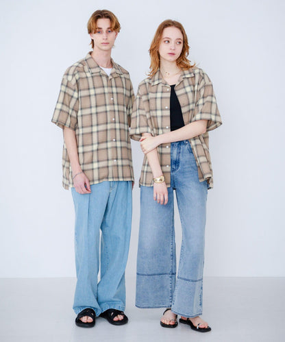 有S碼 男女同款漸變格紋開領襯衫